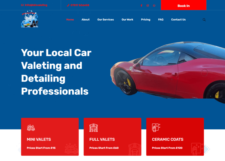 Car Valeting Web Design NI